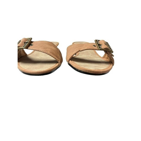 Eve Buckle Sandal Slides Low Heel Camel Color Size 10 - Picture 13 of 15